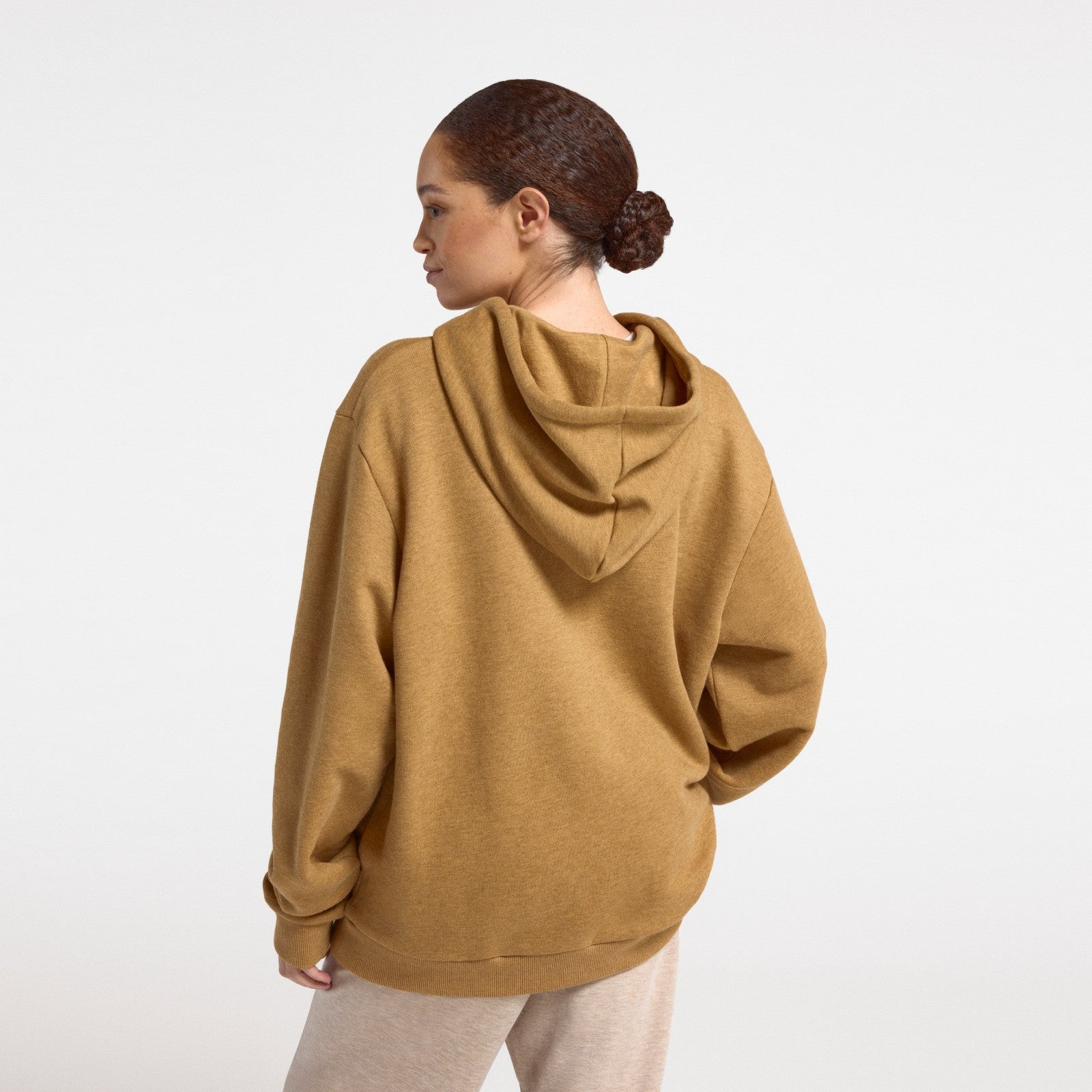 Unisex Merino Blend Hoodie - Stony Beige Heather - Image 3